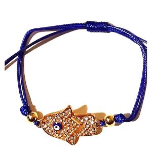 🖤EVIL EYE. + YOGA CHARM ON BLUE ADJUSTABLE CORD
